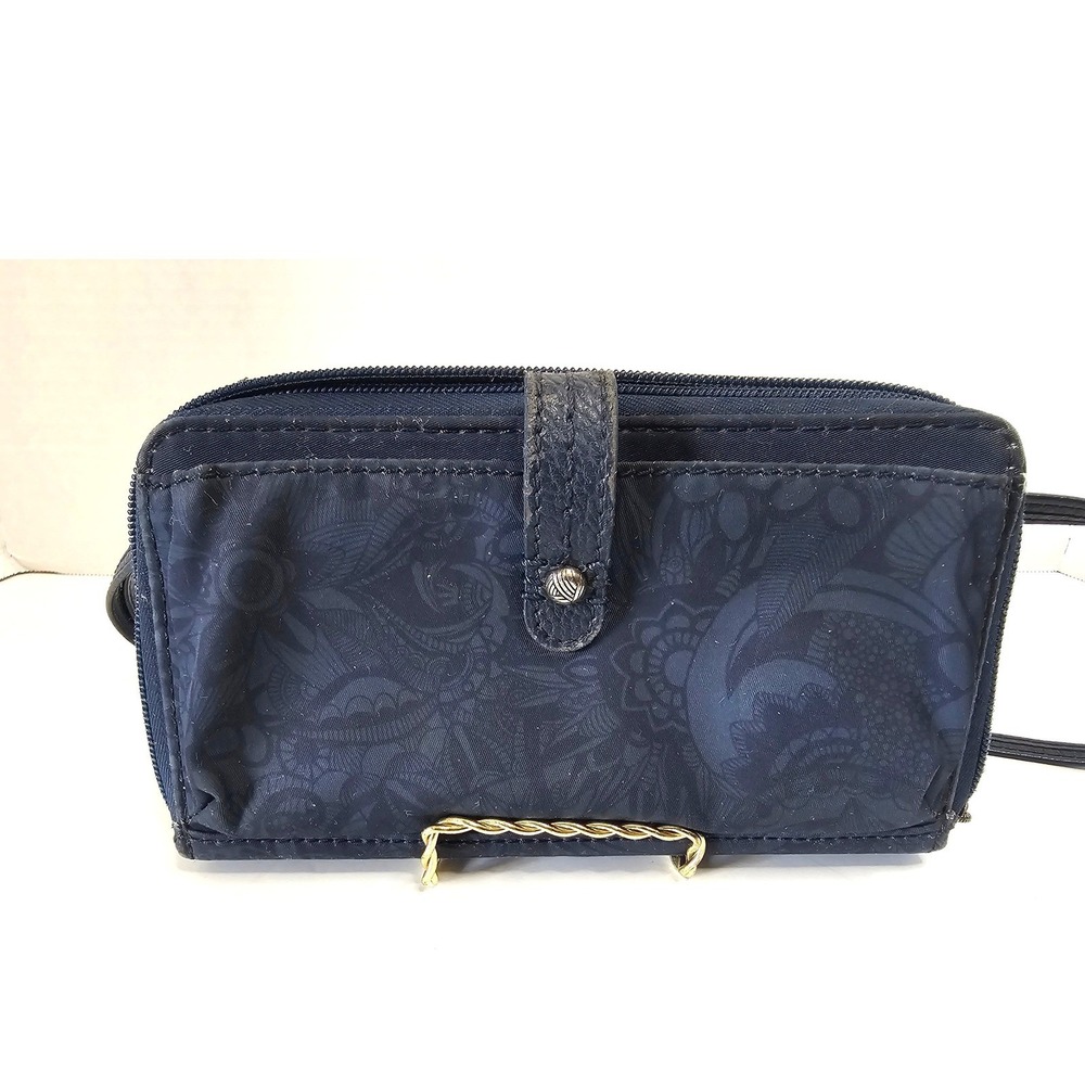 Sakroots Convertible Crossbody Wallet Navy Floral Print Detachable Strap Zip - Picture 2 of 4